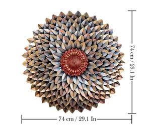 Metal Boho Sunflower Wall Art Circular Handmade Decorative Piece Multi Color Antique Finish Large 33-40 Inch Home Decoration - Product Image 2