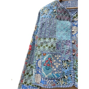 100% Cotton Handmade Vintage Patchwork Regular New Bohemian Style Unisex Eco-Friendly Reversible <b>Quilted</b> Breathable <b>Jacket</b> - Product Image 2