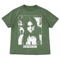 T-shirt en coton surdimensionné à imprimé graphique « Obsession Text », col rond, coupe ample, unisexe, décontracté, séchage rapide, respirant, style streetwear