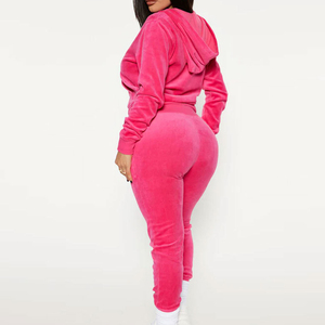 Womens Velvet <b>Velour</b> 2 Piece <b>Tracksuit</b> Lounge Set Outfits Sweatsuit Zip Up Hoodie Sweatshirt Sweatpants with Pockets - Product Image 2