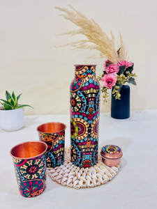 Ensemble de 2 gobelets en cuivre à motifs bohèmes, peints à la main, vaisselle artistique, décoration écologique pour la maison - Product Image 4