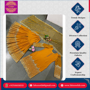 Última Colección FABZONE, Ropa de Boda India y Pakistaní para Mujer, Kurti Sharara de Alta Calidad con Mangas Largas en Falsa Georgette - Product Image 5