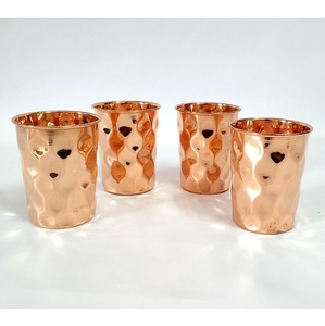 Copper <b>Water</b> Glass Set Handmade Hammered Copper Drinking Cups Ayurvedic Pure Copper Drinkware OEM ODM Supplier Manufacturer - Product Image 3