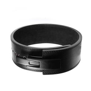 Ceinture de musculation personnalisée OEM en cuir véritable avec boucle à levier réglable en acier inoxydable - Product Image 1