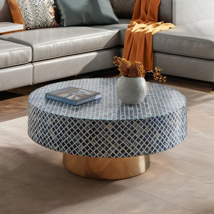 Table basse noire minimaliste moderne faite à la main conception d'incrustation d'os géométrique superbe élégance artistique meubles de maison pour vivre - Product Image 2