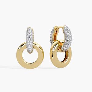 Pendientes de Aro de Lujo en Oro de 14K con Diamantes de Laboratorio Entrelazados de 1 Ct, Convertibles a Huggies con Pavé, Joyería Fina Minimalista, Regalo para Fiestas - Product Image 1