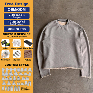 เสื้อสเวตเชิ้ตไหมพรมโอเวอร์ไซส์สำหรับผู้ชาย แขนยาว คอโอ ทรงหลวม แต่งชายรุ่ย สีพื้น ผ้าไนลอน/คอตตอน เป็นมิตรต่อสิ่งแวดล้อม - Product Image 6