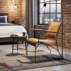 Chaise en cuir aspect repos de style unique de designer indien hôtels et restaurants chaise en fer fabriquée à la main en plein air - Product Image 1