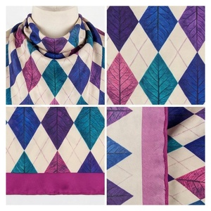 NORTH APPROACH Women's Square Silk Scarf Argyle Print Elegant Multi-Functional Fashion Accessory All Seasons - Product Image 4