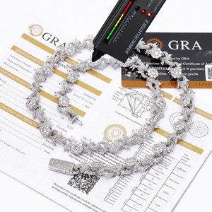 Mens Moissanite 925 Silver Floral Link Chain <b>Necklace</b> 12mm Wide 9mm Thick Iced Out Luxury Fashion <b>Statement</b> <b>Necklace</b> Men Fashion - Product Image 2