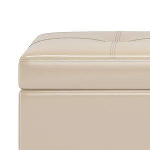 Satin Cream Oregon <b>Storage</b> Ottoman Bench with Tray Elegant <b>Stools</b> & Ottomans - Product Image 2
