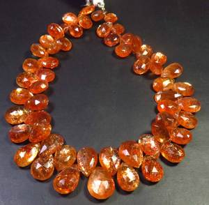 Cuentas de Perlas de Piedra Solar Naranja Facetadas Africanas de Alta Calidad, 8-13mm, Hilo de 9.5 Pulgadas, Gema Natural Brillante Tipo Confeti para Joyería - Product Image 6