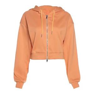 Crop <b>Hoodie</b> Fleece Long <b>Sleeve</b> Hooded Casual Solid Color Breathable Autumn Wear - Product Image 1