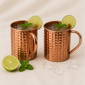Handcrafted 100% Pure Copper Moscow Mule <b>Mug</b> Set Hammered Solid Copper <b>Beer</b> <b>Mugs</b> With Ergonomic Handle Eco-Friendly Barware Gift - Product Image 2