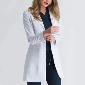 Uniforme Médico OEM de Alta Calidad: Bata Blanca con Cuello Mao y Pantalones Cortos Unisex de Tela de Lana Peinada para Detección de Agujas - Product Image 4