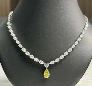 Luxury Top Quality Fancy Jewelry Pear Necklace 925 Sterling Silver Wedding CZ Necklace for Women - Product Image 5