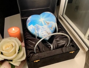 Heavenly Cross Heart Urn for Human & Pet <b>Ashes</b> Eco-Friendly Durable Cremation <b>Keepsake</b> Heart Cremation Urn Heavenly Cross Heart - Product Image 5