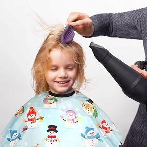 Capa de Peluquería Infantil con Estampado de Muñeco de Nieve, Material de Poliéster Resistente al Agua, Cintura Ajustable, Delantal Cómodo para Cortar el Cabello para Niños - Product Image 5