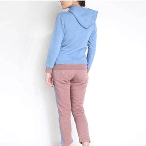 Chándal de Algodón Cómodo para Mujer con Cremallera, Transpirable, de Secado Rápido, Color Sólido, Cremallera Completa con Dos Bolsillos, Color Bloque, Corte Ajustado - Product Image 2