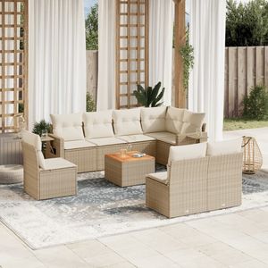 Conjunto de Sofás de Jardín de Ratán Sintético PE Beige con Patas Ajustables, Sofás de Jardín con Patas Ajustables - Product Image 1