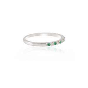18K White Gold Emerald <b>Diamond</b> Cluster Eternity Band IGI Certified Resizable - Product Image 6
