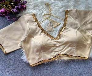 Blouse en satin Malai pur, prête à porter, avec dentelle fantaisie, pour femme, style ethnique, pour mariage, design élégant, LDB 85405 - Product Image 1