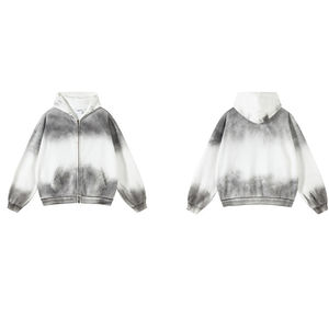 Sudadera con capucha y cremallera para mujer, estilo tie-dye, oversize, informal, streetwear, efecto lavado - Product Image 6