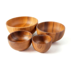 Bol en bois naturel personnalisé en gros avec logo, ustensiles de cuisine durables, saladier en bois pour hôtels et restaurants, bol de service en bois - Product Image 1