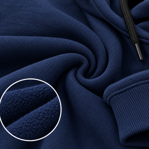 Sudadera con Capucha Azul Marino Personalizada, Sudadera Extra Grande de Felpa, Unisex, Estilo Casual Urbano - Product Image 3