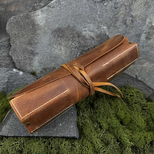 Rouleau à outils en cuir de haute qualité, en cuir de vachette pleine fleur, sac de rangement enroulable pour outils à main, menuiserie, atelier, artisanat, à vendre - Product Image 6