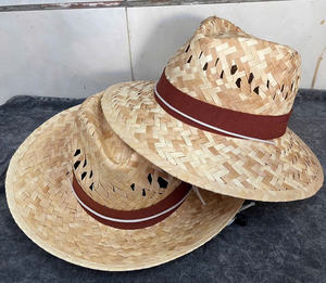 Sombrero de Paja Natural a Rayas Hecho a Mano, Ala Ancha, Unisex, Casual, para Playa, Viajes, Protección Solar, Precio al por Mayor de Vietnam - Product Image 3