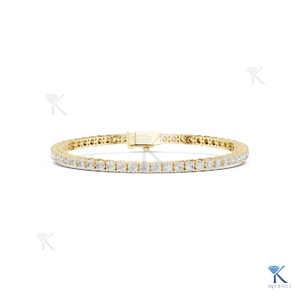 2.50 MM Lab Grown Diamond Round Brilliant Cut Filled E Color Classic Tennis Bracelet 14K <b>Solid</b> <b>Gold</b> Luxury Unisex Bridal Jewelry - Product Image 1