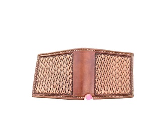 Indian Exporter's Small Size <b>Compact</b> Western Leather Wallet with Vintage Floral Design and Zipper Closure for Men - Product Image 3