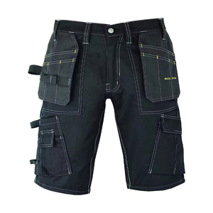 Shorts de travail en denim noir pour hommes, style utilitaire, avec grandes poches, coutures renforcées, shorts cargo de sécurité, vente en gros - Product Image 3
