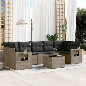 Conjunto de Sofá de Jardín de Ratán PE Gris con Acero con Recubrimiento en Polvo y Vidrio Templado, Muebles de Exterior Premium - Product Image 1