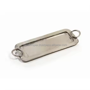 Elegante bandeja de servicio chapada en aluminio hecha a mano de aluminio fundido para fiestas de boda bandeja decorativa para decoración de eventos - Product Image 2