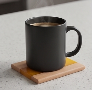 Elegant Handmade Wood Resin <b>Coasters</b> With Walnut Modern Minimalist Design Perfect For Coffee Tea Wine Cup Pads Accessory Dining - Product Image 3