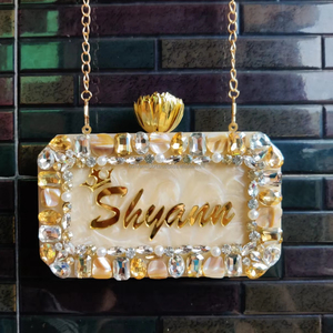 Sac à main de soirée en résine pour femmes, pour les fêtes et les mariages, collection de pochettes de mariée en provenance d'Inde, pochettes en marbre - Product Image 1