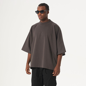 T-shirt Homme Oversize Couleur Unie Manches Courtes Tricoté Décontracté Col Rond - Product Image 1