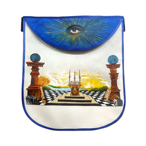 Tablier maçonnique en peau d'agneau violet, brodé à la main avec des fils de soie, pour Grand Maître de la Grande Loge, Régalia maçonnique - Product Image 1
