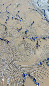 Tela de Encaje con Cuentas y Diseño de Plumas Elegante, Malla con Perlas para Vestidos de Fiesta, Vestidos de Graduación, Textil de Lujo a Precio de Fábrica - Product Image 2