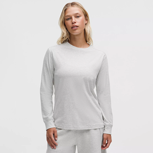 T-shirts à manches longues personnalisés en gros pour femmes, respirants, décontractés, avec logo, sportifs, 100 % coton, unis et vierges - Product Image 1