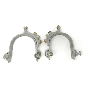 Mors de cheval en acier inoxydable avec éperons équestres lisses en laiton, accessoires pour bottes d'équitation, vente en gros pour chevaux - Product Image 2
