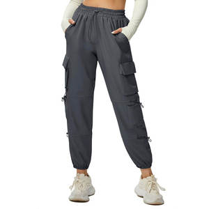 wholesale Double Simple Vertical <b>Stripe</b> Loose Wide Leg <b>Trousers</b> Elastic <b>Women's</b> Casual Pants - Product Image 3