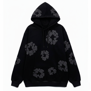 Hoodies surdimensionnés (col rond / épaules tombantes) avec impression puff, design personnalisé, nouveaux hoodies OEM pour hommes - Product Image 1