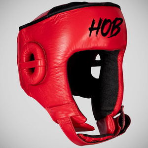 หมวกป้องกันศีรษะสำหรับชกมวย HOB ทำจากหนัง PU สีแดง สำหรับผู้ใหญ่ แบบ unisex ปิดด้วยแถบตีนตุ๊กแก - Product Image 1