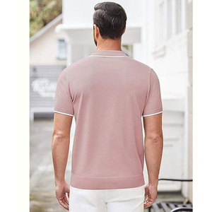 เสื้อโปโลแขนสั้นสีชมพูสำหรับผู้ชาย ยี่ห้อ Econex ผลิตจากผ้าปิเก้ผสมสแปนเด็กซ์/คอตตอน ป้องกันรอยยับ เป็นมิตรต่อสิ่งแวดล้อม ติดกระดุม ระบายอากาศได้ดี - Product Image 5