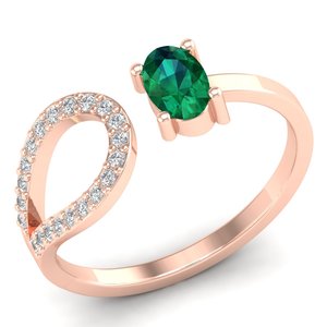 REYES Exquisito Anillo de Plata de Ley 925 con Moissanita, Joyería Preciosa para Mujer, Corte Ovalado, Gema Esmeralda de 0.5Ct - Product Image 2