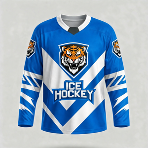 Camiseta Sublimada de Hockey sobre Hielo para Hombre, Manga Larga, Cuello en V, Poliéster que Absorbe la Humedad, Ropa Deportiva, Corte Regular - Product Image 5
