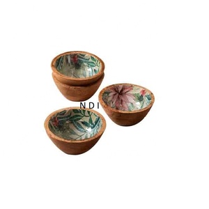 Bol à mélanger en bois de produit de haute qualité pour le stockage de fruits secs bols durables avec finition intérieure en émail - Product Image 1